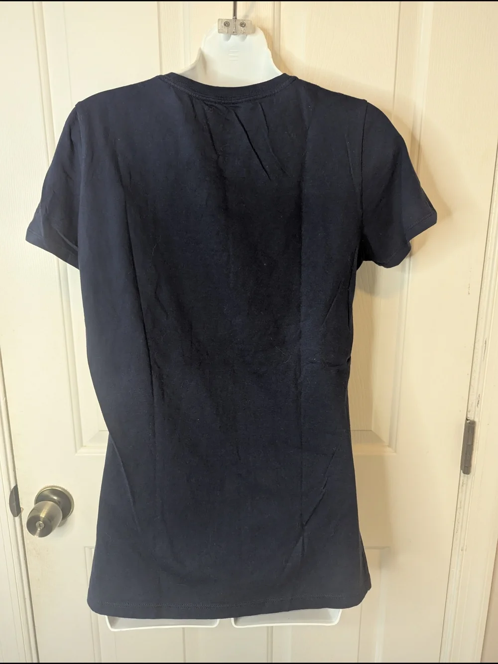 Nike Just Do It T Shirt Womens Large Navy Blue Graphic Slim Fit Tee Cotton